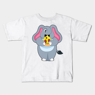 Elephant with Pizza Kids T-Shirt